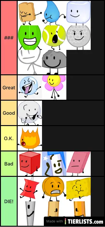 Bfdi Tier List Maker - TierLists.com