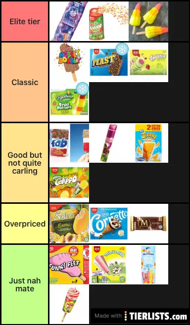 British ice lollies Tier List - TierLists.com