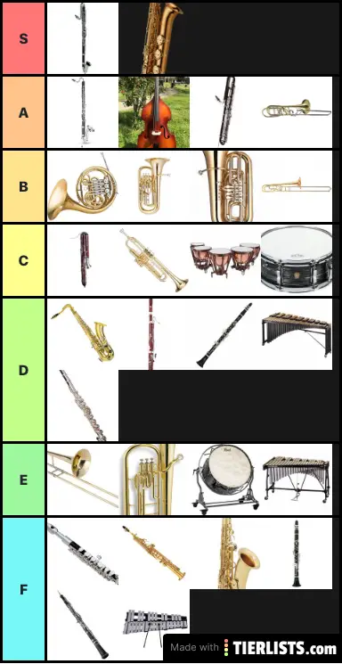 Concert Band Instruments Tier List Maker - TierLists.com