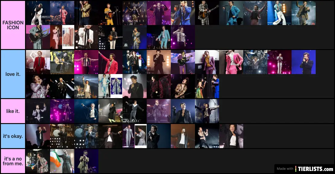harry styles tour outfits in order 2021