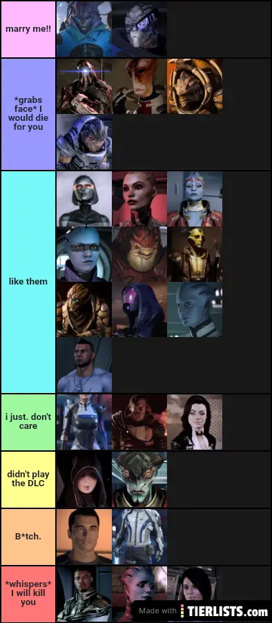 Mass Effect Squadmates Tier List Maker 2591