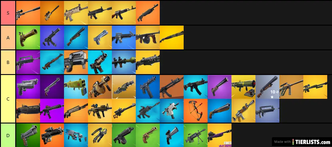 Fortnite Guns Tier List Maker - TierLists.com