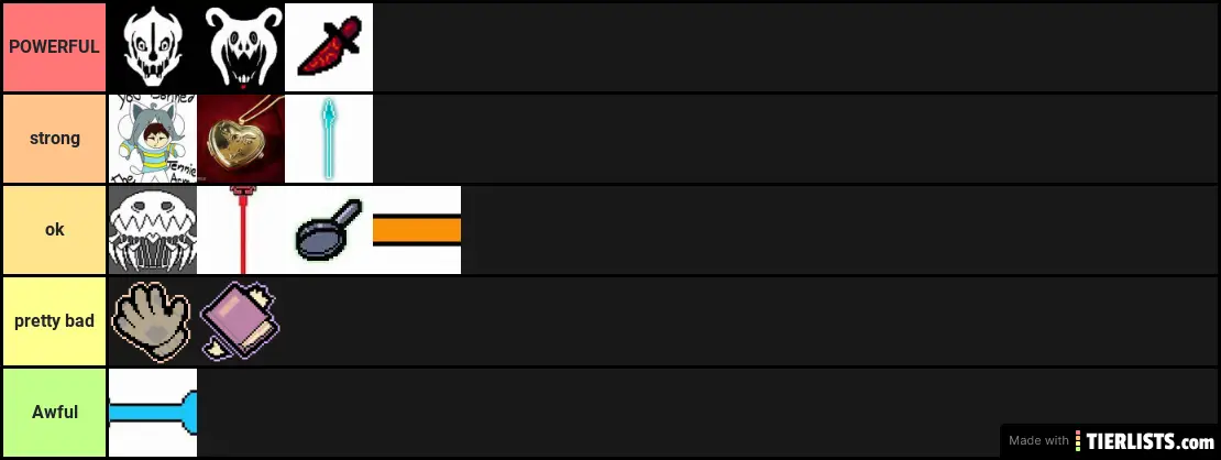 undertale weapon tier list