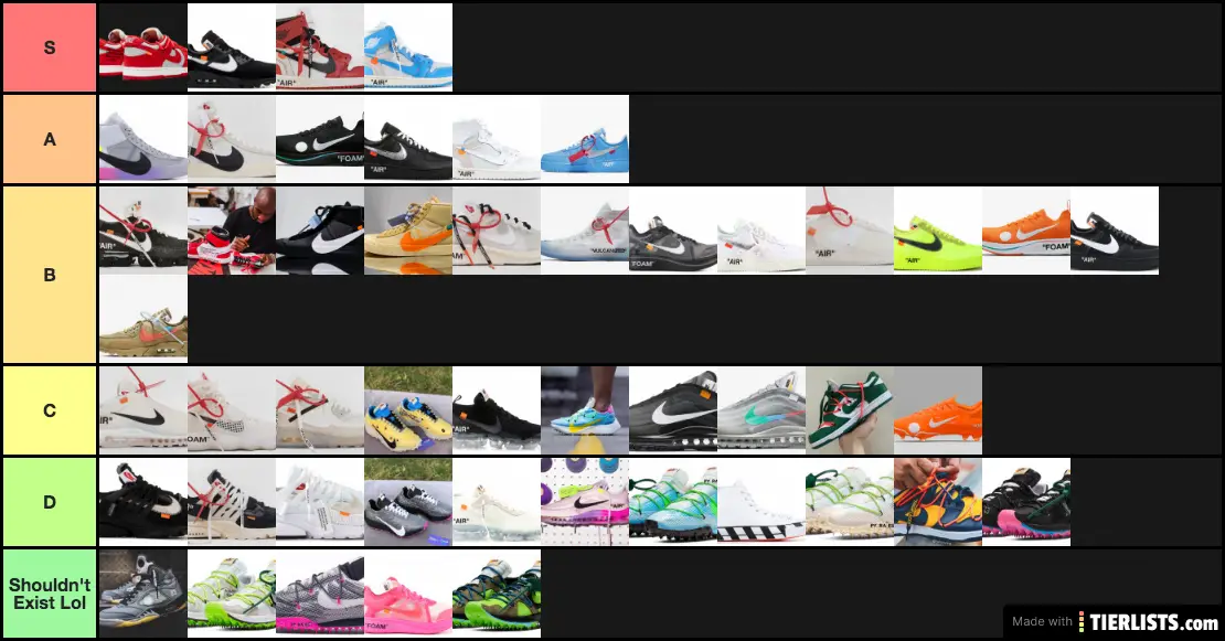 all nike sneakers list