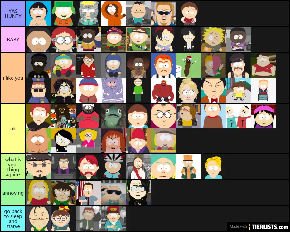 South Park Tier List Maker - TierLists.com