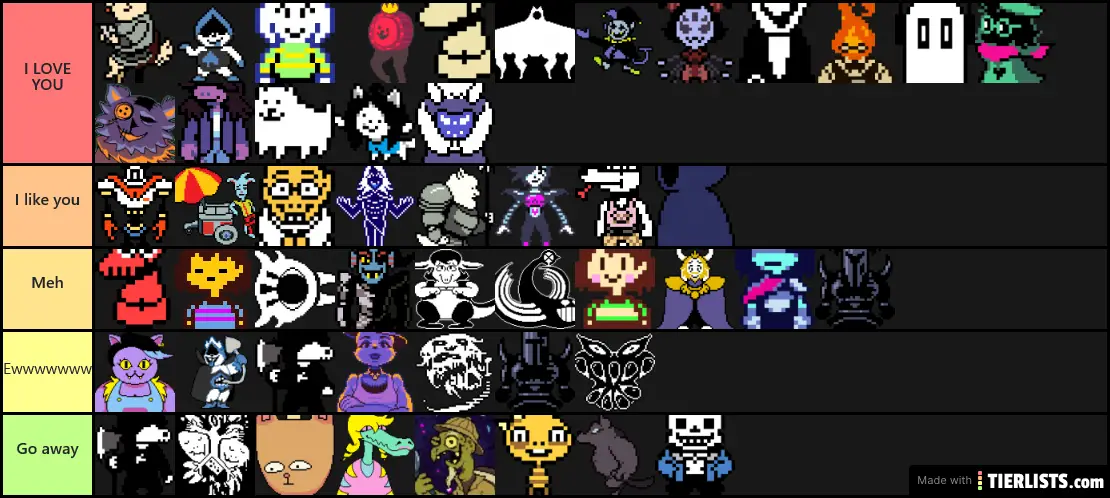 Undertale Extended Characters Tier List Maker - TierLists.com