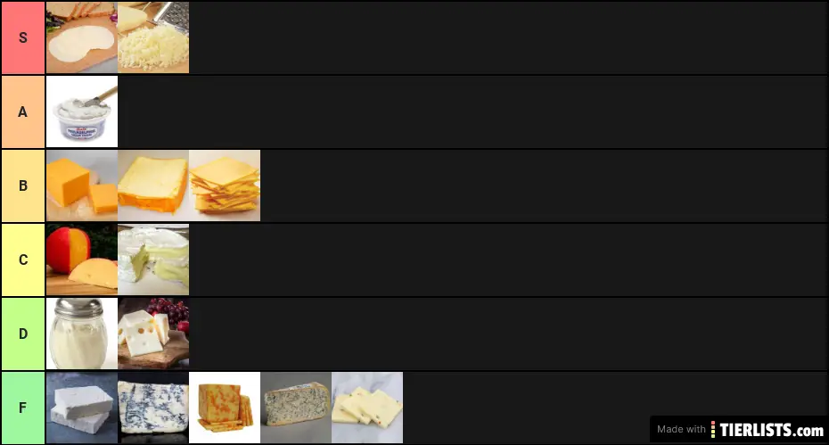 The Definitive Cheese Tier List Tier List Maker - TierLists.com